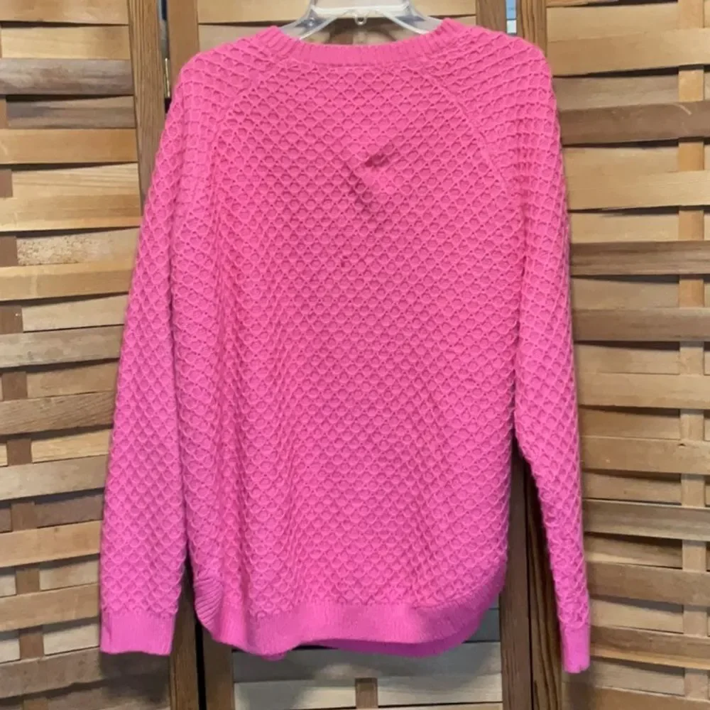 St. John's Bay Pink Crew Neck Sweater Textured Knit Design Women XL Acrylic